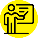 Icon of teacher using whiteboard