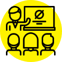 Icon showing teacher and small class