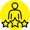 Icon showing person with multiple stars to denote how experienced they are